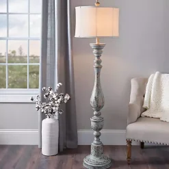 Kirklands Home Distressed Eloise Floor Lamp Ivory Sale