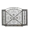 Fireplace Accessories>Kirklands Home Distressed Fleur De Lis Three-Panel Fire Screen