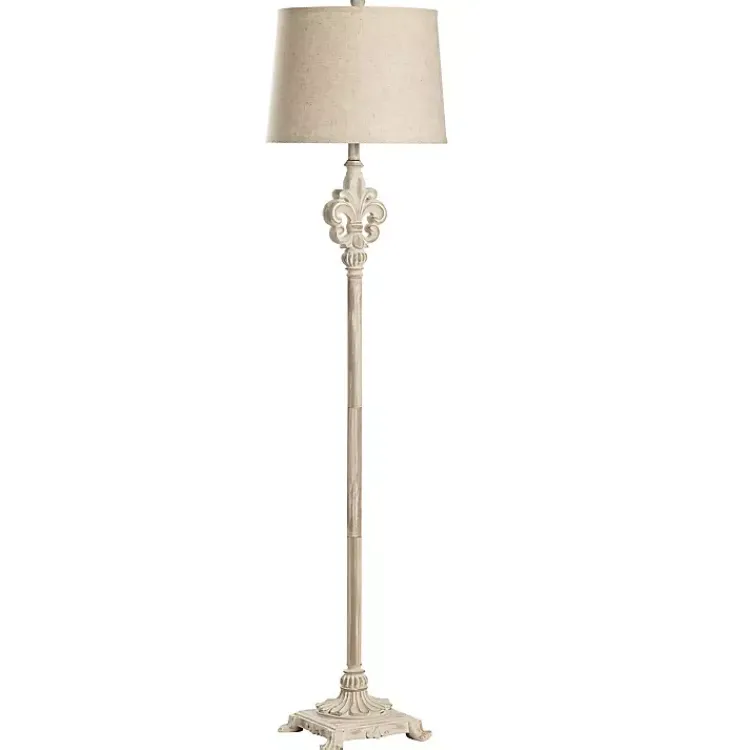 Kirklands Home Distressed Fleur-de-lis Floor Lamp Tan Best
