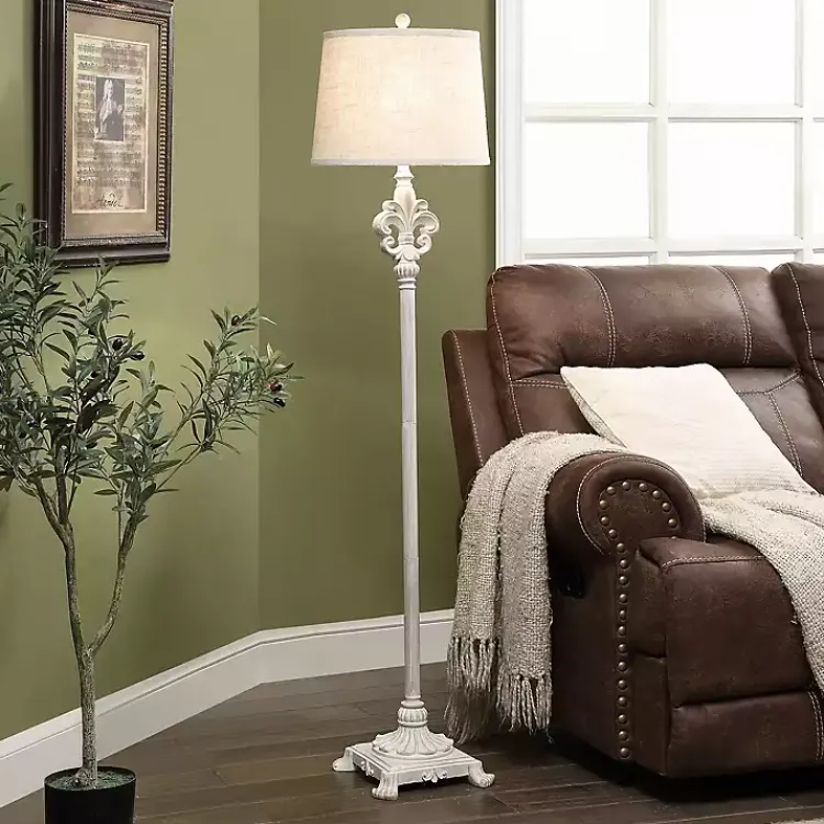 Kirklands Home Distressed Fleur-de-lis Floor Lamp Tan Best