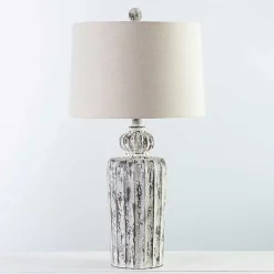 Kirklands Home Distressed Fluted Tuscany Table Lamp Ivory Best