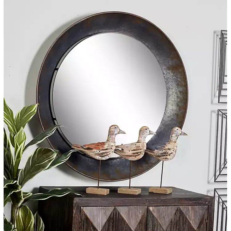 Kirklands Home Distressed Galvanized Curved Framed Mirror Outlet