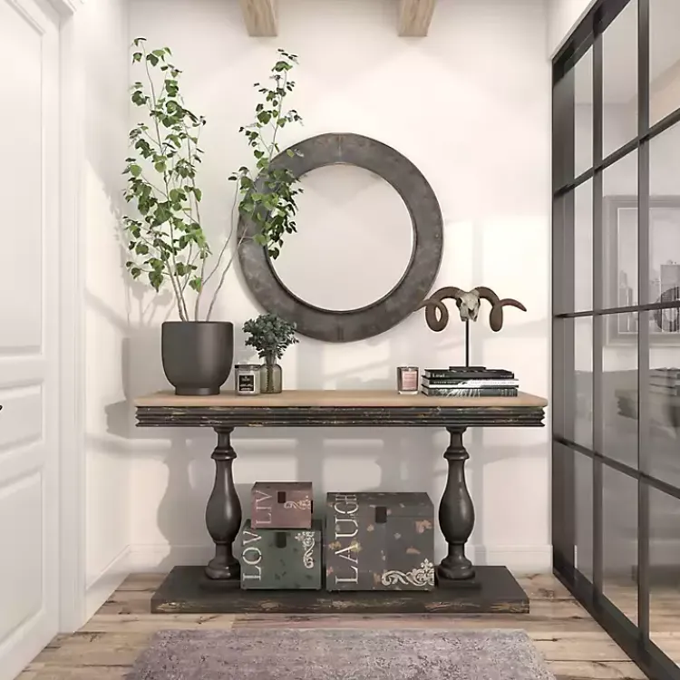 Kirklands Home Distressed Galvanized Curved Framed Mirror Outlet