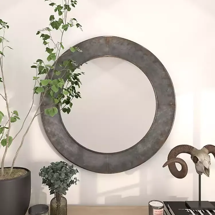 Kirklands Home Distressed Galvanized Curved Framed Mirror Outlet