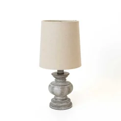 Kirklands Home Distressed Gray Baluster Mini Table Lamp Tan New