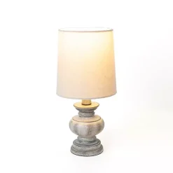 Kirklands Home Distressed Gray Baluster Mini Table Lamp Tan New