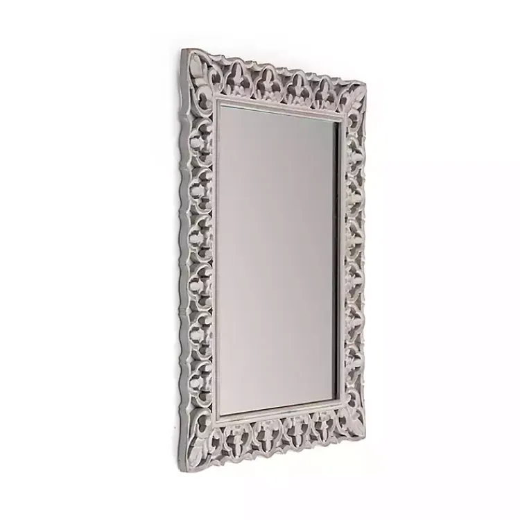 Kirklands Home Distressed Gray Botanical Rectangle Wall Mirror Outlet