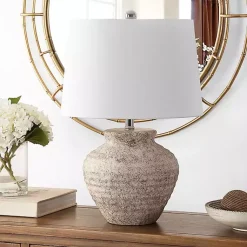 Kirklands Home Distressed Gray Ceramic Jug Ledger Table Lamp White Discount