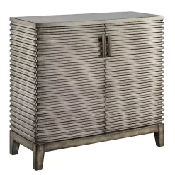 Kirklands Home Distressed Linear 2-Door Wooden Chest Gray Sale