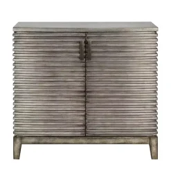Kirklands Home Distressed Linear 2-Door Wooden Chest Gray Sale