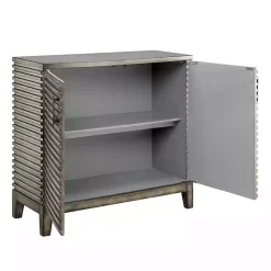 Kirklands Home Distressed Linear 2-Door Wooden Chest Gray Sale