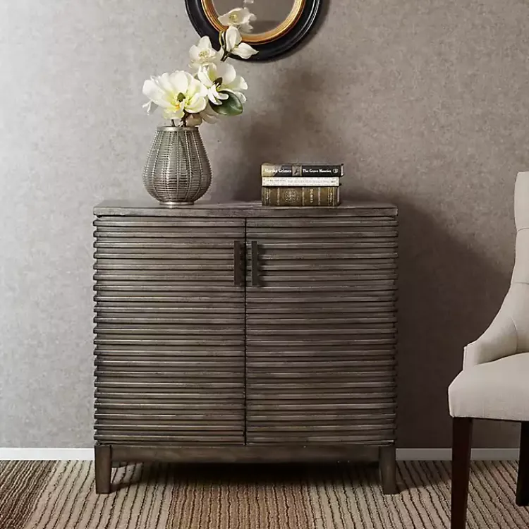 Kirklands Home Distressed Linear 2-Door Wooden Chest Gray Sale