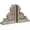 Decorative Accents>Kirklands Home Distressed Gray Scrolled Bookends, Set of 2
