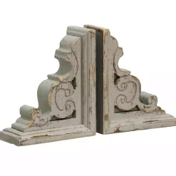 Decorative Accents>Kirklands Home Distressed Gray Scrolled Bookends, Set of 2