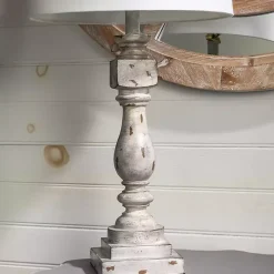 Kirklands Home Distressed Gray Table Lamp White