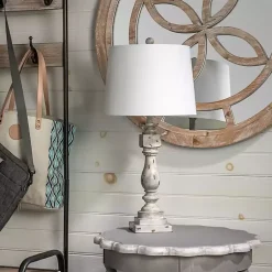 Kirklands Home Distressed Gray Table Lamp White