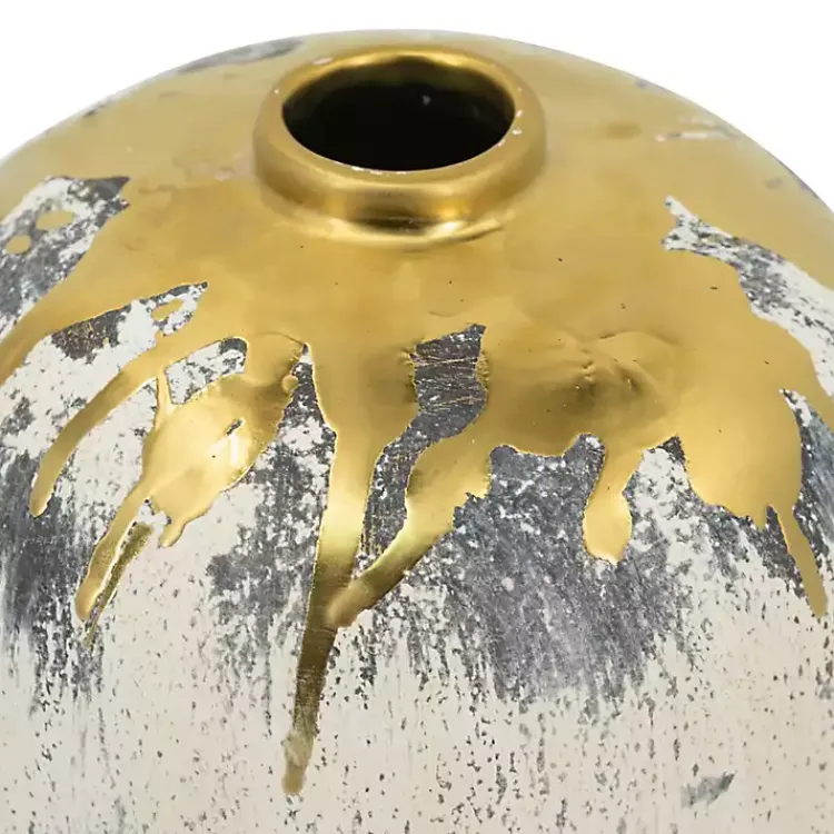 Vases>Kirklands Home Distressed Gray Vase with Gold Splatter, 8 in.