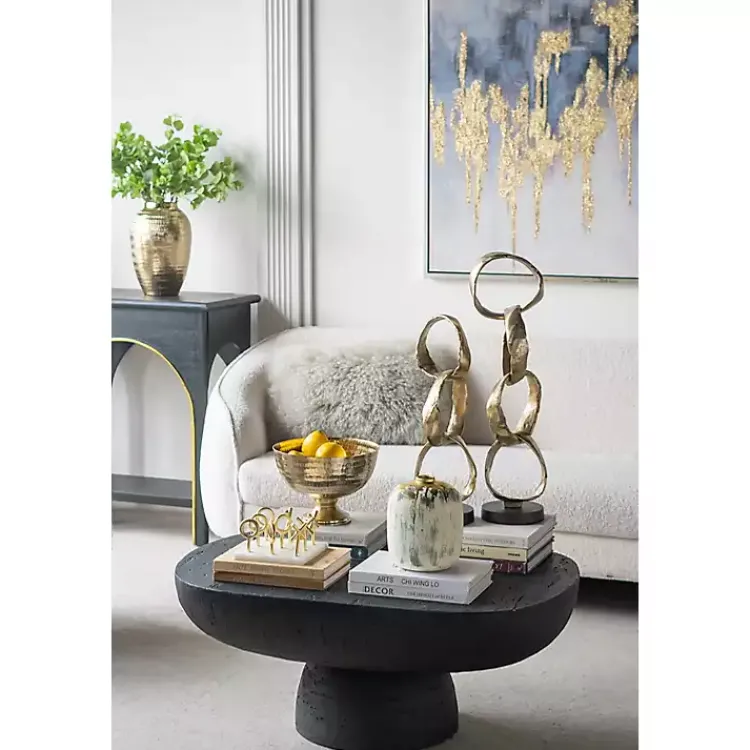 Vases>Kirklands Home Distressed Gray Vase with Gold Splatter, 8 in.