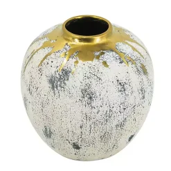 Vases>Kirklands Home Distressed Gray Vase with Gold Splatter, 10 in.