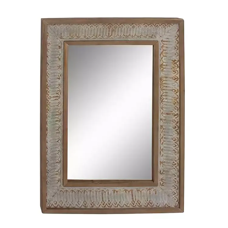 Kirklands Home Distressed Gray Wood Rectangular Wall Mirror Online