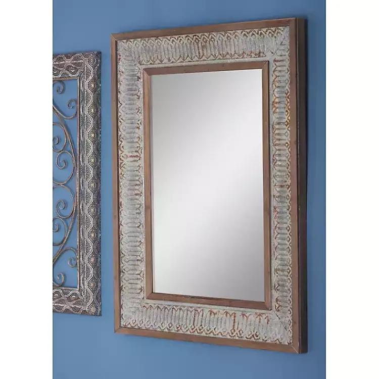 Kirklands Home Distressed Gray Wood Rectangular Wall Mirror Online