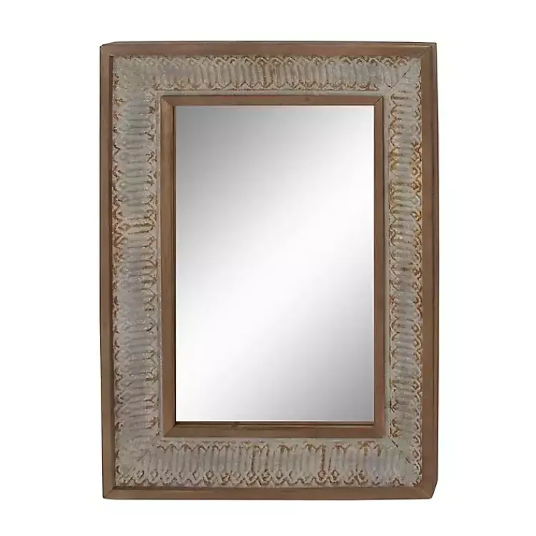 Kirklands Home Distressed Gray Wood Rectangular Wall Mirror Online