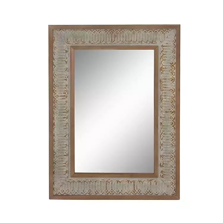 Kirklands Home Distressed Gray Wood Rectangular Wall Mirror Online