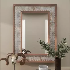 Kirklands Home Distressed Gray Wood Rectangular Wall Mirror Online