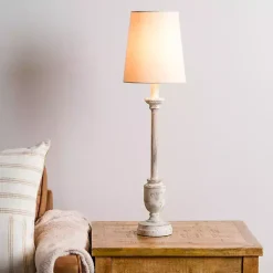 Kirklands Home Distressed Ivory Classic Buffet Lamp Tan Sale