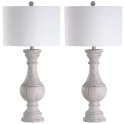 Kirklands Home Distressed Ivory Faux Wood Table Lamps, Set of 2 White Online