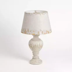 Kirklands Home Distressed Painted Table Lamp Ivory