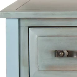 Kirklands Home Distressed Light 3-Drawer Console Table Blue Clearance