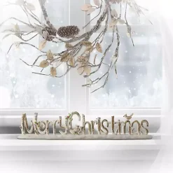 Christmas Decorations>Kirklands Home Distressed Merry Christmas Tabletop Sign White