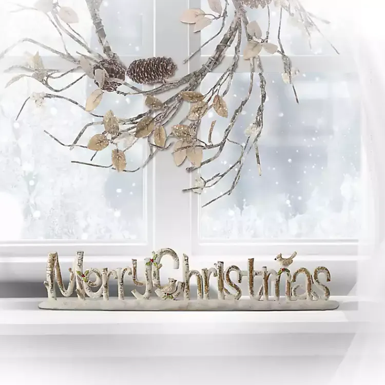 Christmas Decorations>Kirklands Home Distressed Merry Christmas Tabletop Sign White