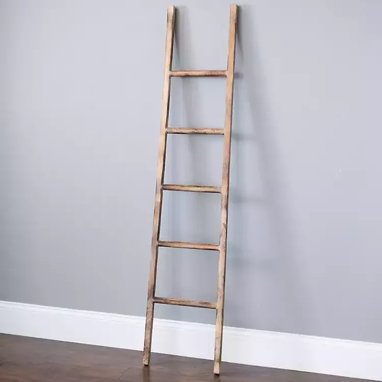 Decorative Accents>Kirklands Home Distressed Natural Leaning Ladder Tan