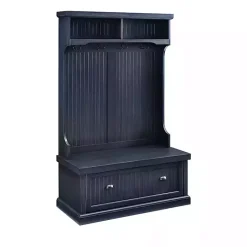 Kirklands Home Distressed Navy Seanan Storage Hall Tree