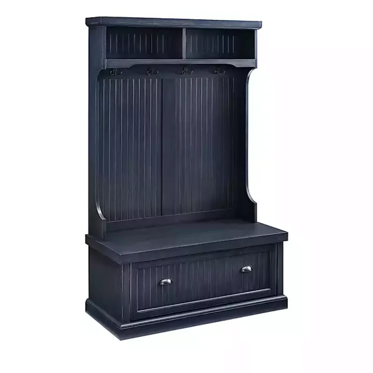 Kirklands Home Distressed Navy Seanan Storage Hall Tree