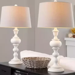 Kirklands Home Distressed Off-White Morocco Table Lamps, Set of 2 Gray