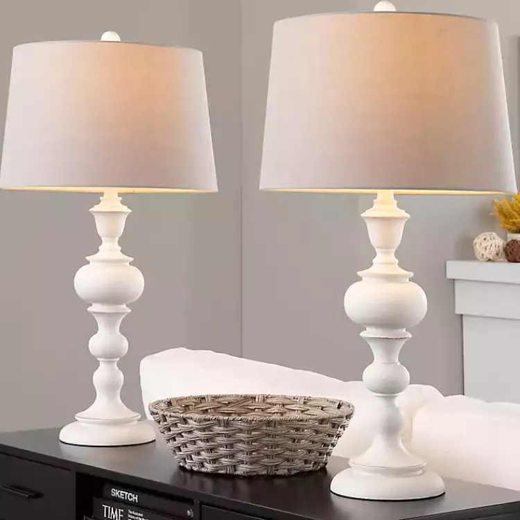 Kirklands Home Distressed Off-White Morocco Table Lamps, Set of 2 Gray