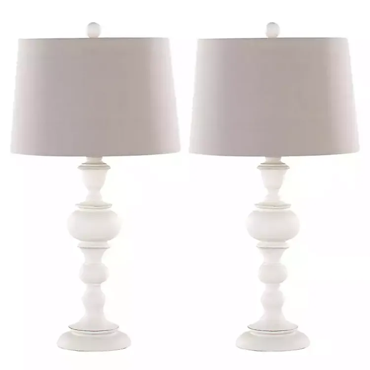 Kirklands Home Distressed Off-White Morocco Table Lamps, Set of 2 Gray
