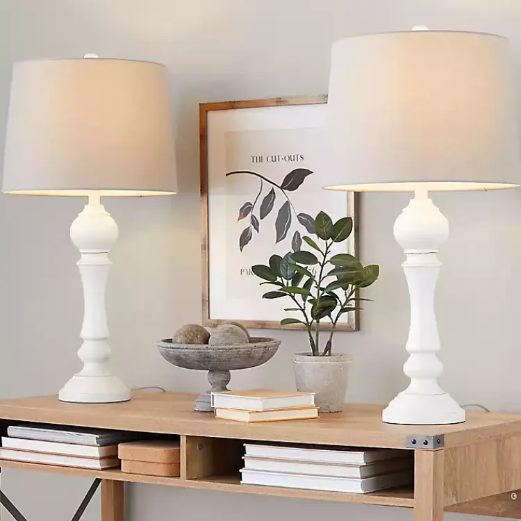 Kirklands Home Distressed Off- Wilton Table Lamps, Set of 2 White Outlet