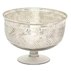 Decorative Bowls & Jars>Kirklands Home Distressed Glass Pedestal Bowl Silver
