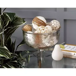 Decorative Bowls & Jars>Kirklands Home Distressed Glass Pedestal Bowl Silver