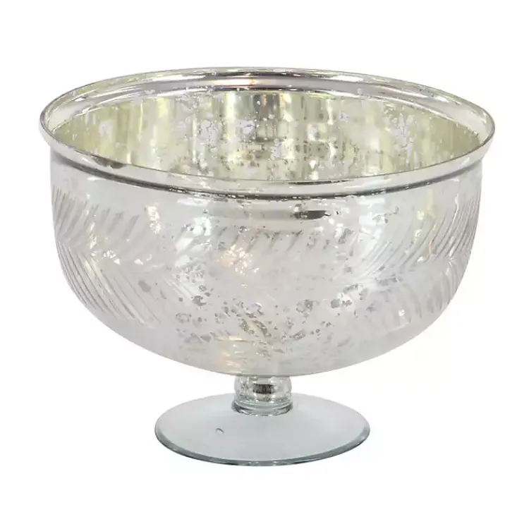 Decorative Bowls & Jars>Kirklands Home Distressed Glass Pedestal Bowl Silver