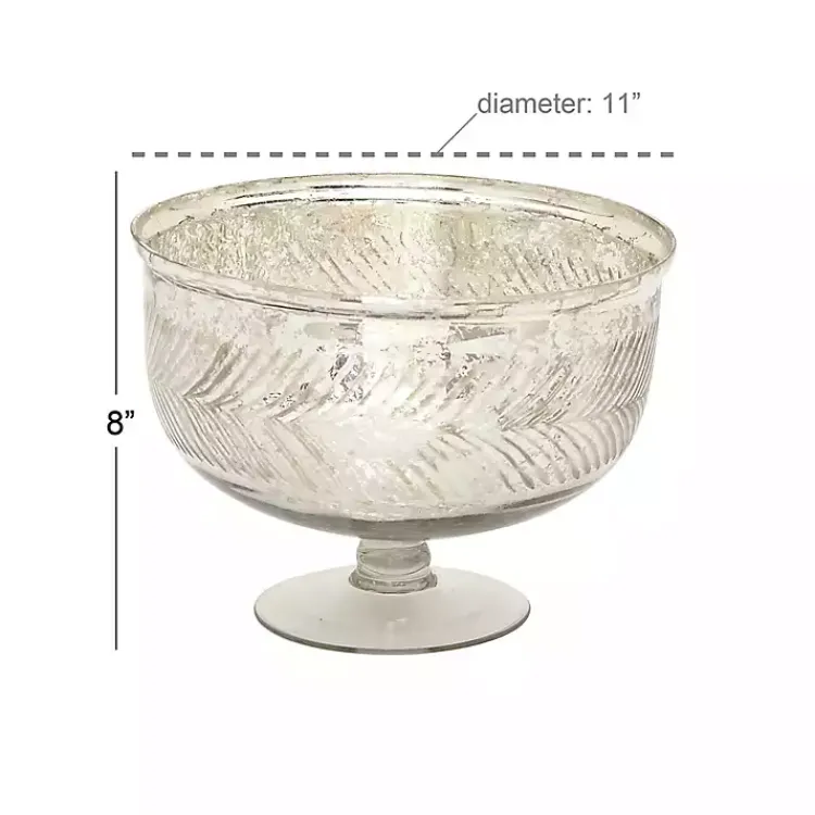 Decorative Bowls & Jars>Kirklands Home Distressed Glass Pedestal Bowl Silver