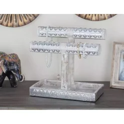Decorative Accents>Kirklands Home Distressed Wood Jewelry Stand Silver