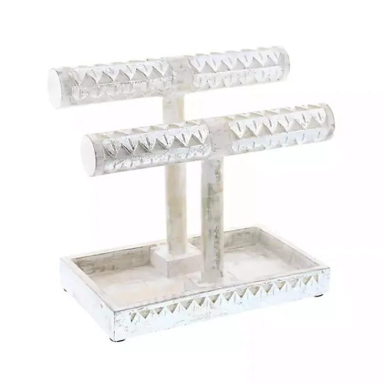 Decorative Accents>Kirklands Home Distressed Wood Jewelry Stand Silver