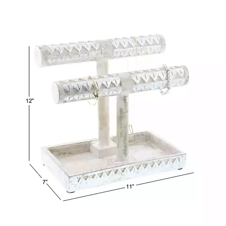 Decorative Accents>Kirklands Home Distressed Wood Jewelry Stand Silver