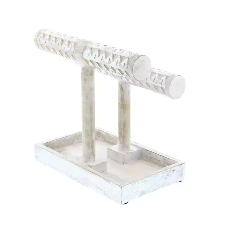 Decorative Accents>Kirklands Home Distressed Wood Jewelry Stand Silver