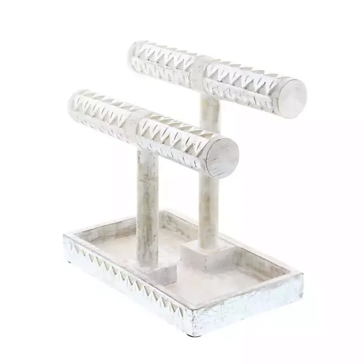 Decorative Accents>Kirklands Home Distressed Wood Jewelry Stand Silver